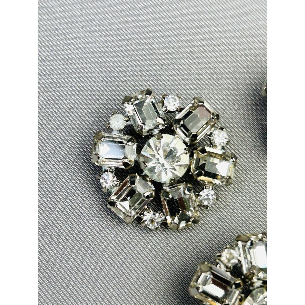 Metal & Rhinestone Large Flower Buttons Set Of‎ 4